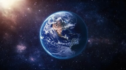 Fototapeta premium Earth From Space: Stunning Night View With Stars & Galaxies