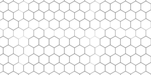 Naklejka premium Hexagon seamless pattern. Honeycomb shape geometric background. Black grid abstract ornament.