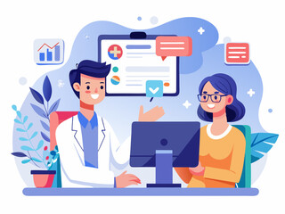 A healthcare professional discusses treatment options with a patient during a consultation in a modern medical office setting