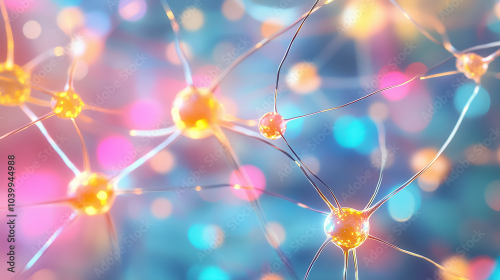 Poster this visualization shows neural networks with glowing nodes and connections for data processing