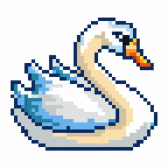 Fototapeta premium Pixel Art Swan Elegant Digital Illustration for Games and Graphics