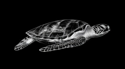 Obraz premium Elegant Sea Turtle Illustration on Black Background