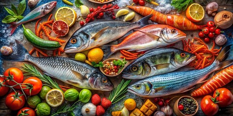 Fototapeta premium Elegant Long Exposure Fish Seafood Design for Culinary Art and Decoration