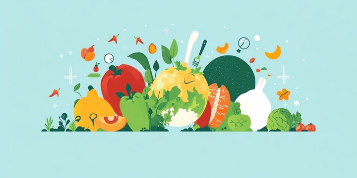 Sustainable investment strategies, healthcare and food transformation with mentor guidance, flat design illustration - Powered by Adobe