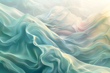 Obraz premium Ethereal Waves of Colorful Fabric in Soft Pastel Tones
