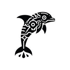 Obraz premium Futuristic Cyber Dolphin Silhouette Vector Modern Art for Sci Fi and Tech Themes