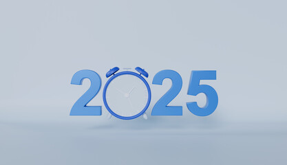 3D text design for 2025 New Year celebration with happy letters and number icon