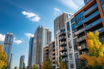 Naklejka premium Modern luxury apartments architecture building day.