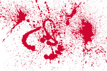 Horror Blood Splatters Sprayed Background. Red bloody drops, spray and stains on white background. Halloween, criminal and horror designs. 