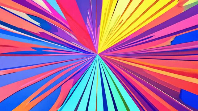 Animated Background frame with animated radial lines like a cartoon effect. Towards Camera. 4K Video