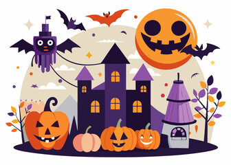 Halloween vector illustration on white background