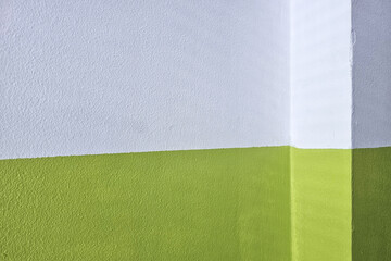 Fototapeta premium Corner Room with White and Yellow Paint Concrete Wall.