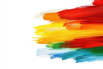 The artwork showcases a dynamic arrangement of colorful brushstrokes blending together harmoniously. Each stroke adds depth and energy to the otherwise pristine white canvas.