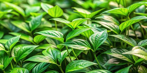 Fototapeta premium Close-up view of green leaves and stems of Tiliacora triandra plant