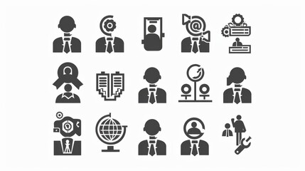 Set of icons of men and women in business attire