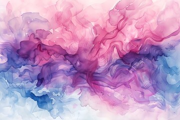 Fototapeta premium Ethereal Swirls of Pink and Blue Watercolor Abstract Art