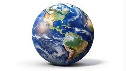 Fototapeta premium Close-up view of Planet Earth isolated on white background with clipping path