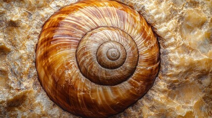 Detailed Close-Up of a Snail Shell, Revealing the Intricate Spirals and Textures of its Shell