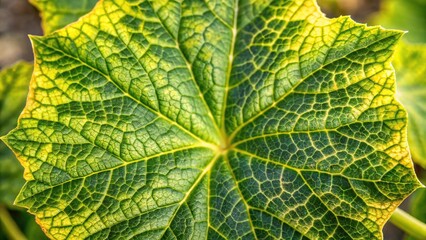 Obraz premium Close-up view of sick cucumber plant leaves affected by disease