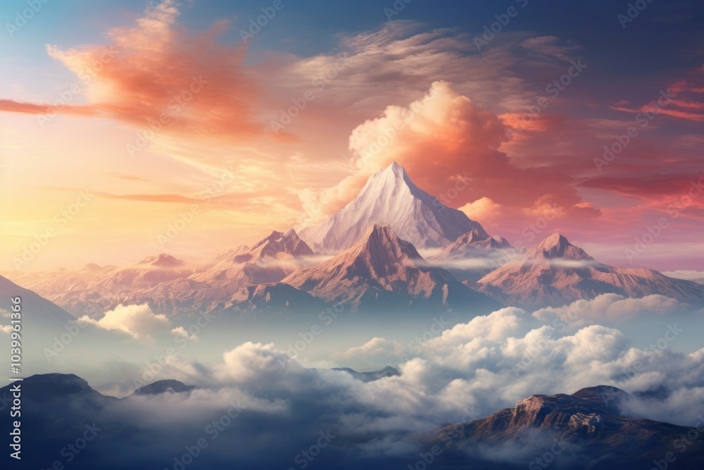 Wall mural Hill border landscape mountain nature.