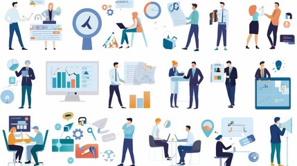 Fototapeta premium Group of people are shown in a business setting