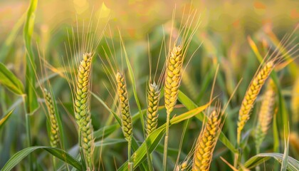 Fototapeta premium Golden wheat stalks in field