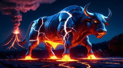 Stock market bull, Bullist in Stock market and Crypto currency , Embodying Raw Power and Fiery Strength