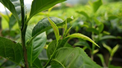 Fototapeta premium Leaf of a plant is green and has a brown tip