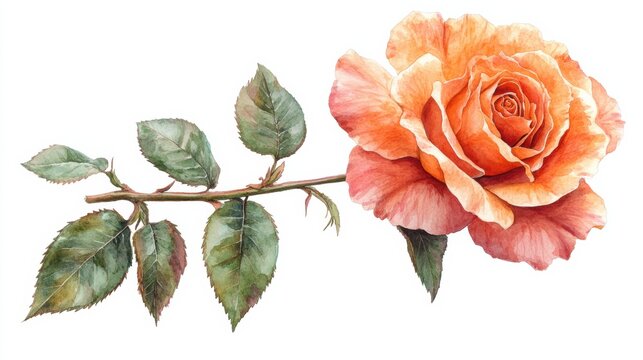 drawing rose pic Hand-Drawn Watercolor Rose with Soft Red Petals