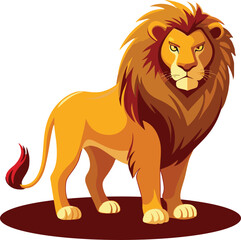 A lion is standing, cartoon lion illustration