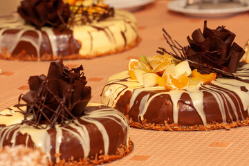 Indulge yourself in these delightful, exquisite chocolate cakes that are beautifully decorated with...
