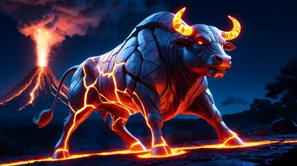 Stock market bull, Bullist in Stock market and Crypto currency , Embodying Raw Power and Fiery Strength