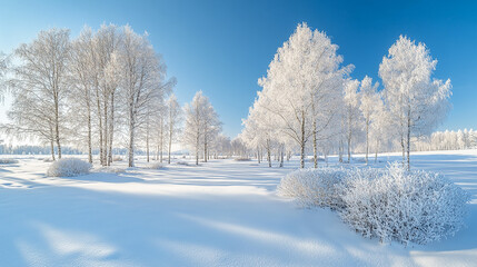 Winter forest in the street Park and Beautiful snowy scenery in the park. Seasonal changes and cold weather, Natural background with snow covered trees.