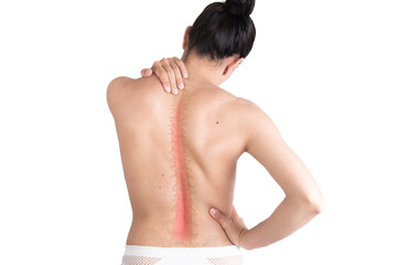 Obraz premium person from back showing their spine, body health, rehabilitation