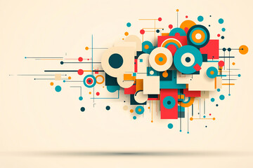 Obraz premium Abstract shapes turning into geometric patterns, transformation and creativity, flat design illustration