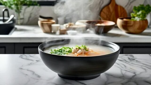 Miso Soup: Traditional Japanese soup with miso paste, tofu, seaweed, and green onions. Light and comforting.