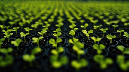 Obraz premium Lush Green Seedlings in a Nursery Setting