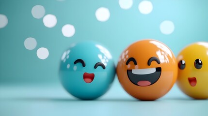 Cute and simplified 3D emoji icons in a minimal geometric style  Stylized digital symbols and pictograms with a modern cartoon like aesthetic perfect for web mobile or branding design