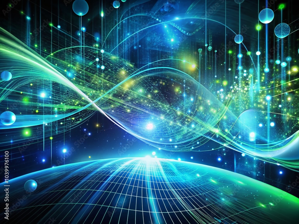 Poster flow of numbers and symbols in abstract cyberspace: dynamic digital visualization