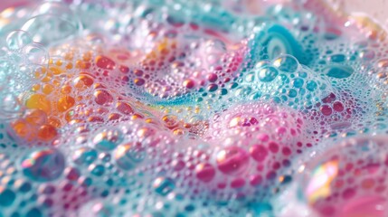 A playful dip into a tub filled with vibrant bubbles swirling like quantum foam particles.