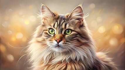 Obraz premium Fluffy Cat Hand Drawn Sketch - Pets Illustration for Cat Lovers and Art Enthusiasts
