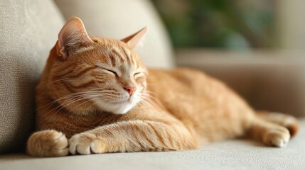 Gentle Cat Nail Trim Session in Cozy Home Environment with Copy Space.