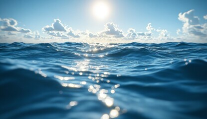 The ocean is calm and the sun is shining brightly