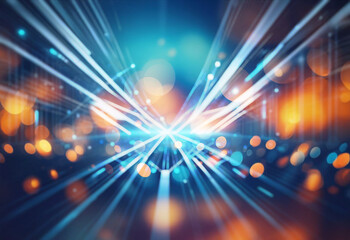Obraz premium A dark symmetrical background with blue and white streaks emanating from the center.