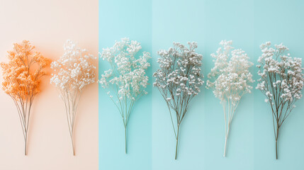 beautiful flowers in pastel colors, spring pallette