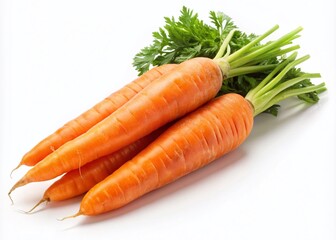 Fresh Orange Carrots Stacked Isolated on White Background - High Dynamic Range Image for Culinary and Health Themes