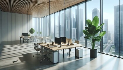 Modern Office Space with Panoramic City Views

