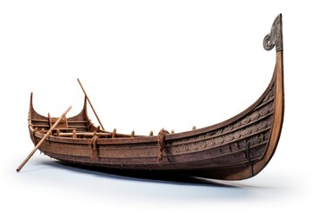 Viking boat vehicle gondola white background.