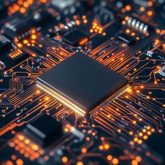 3D rendering of a circuit board, symbolizing technology and innovation, isolated on a bright backdrop