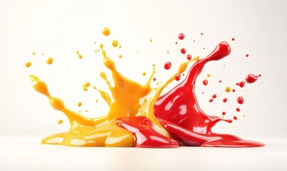 Delicious ketchup and mustard splashes, cut out